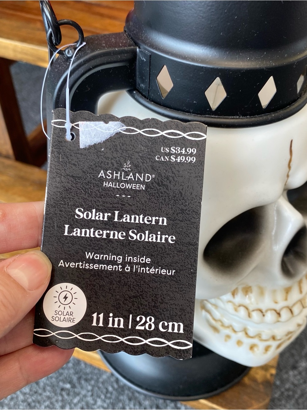 Ashland Black and White Skull Lantern - Picture 3 of 4